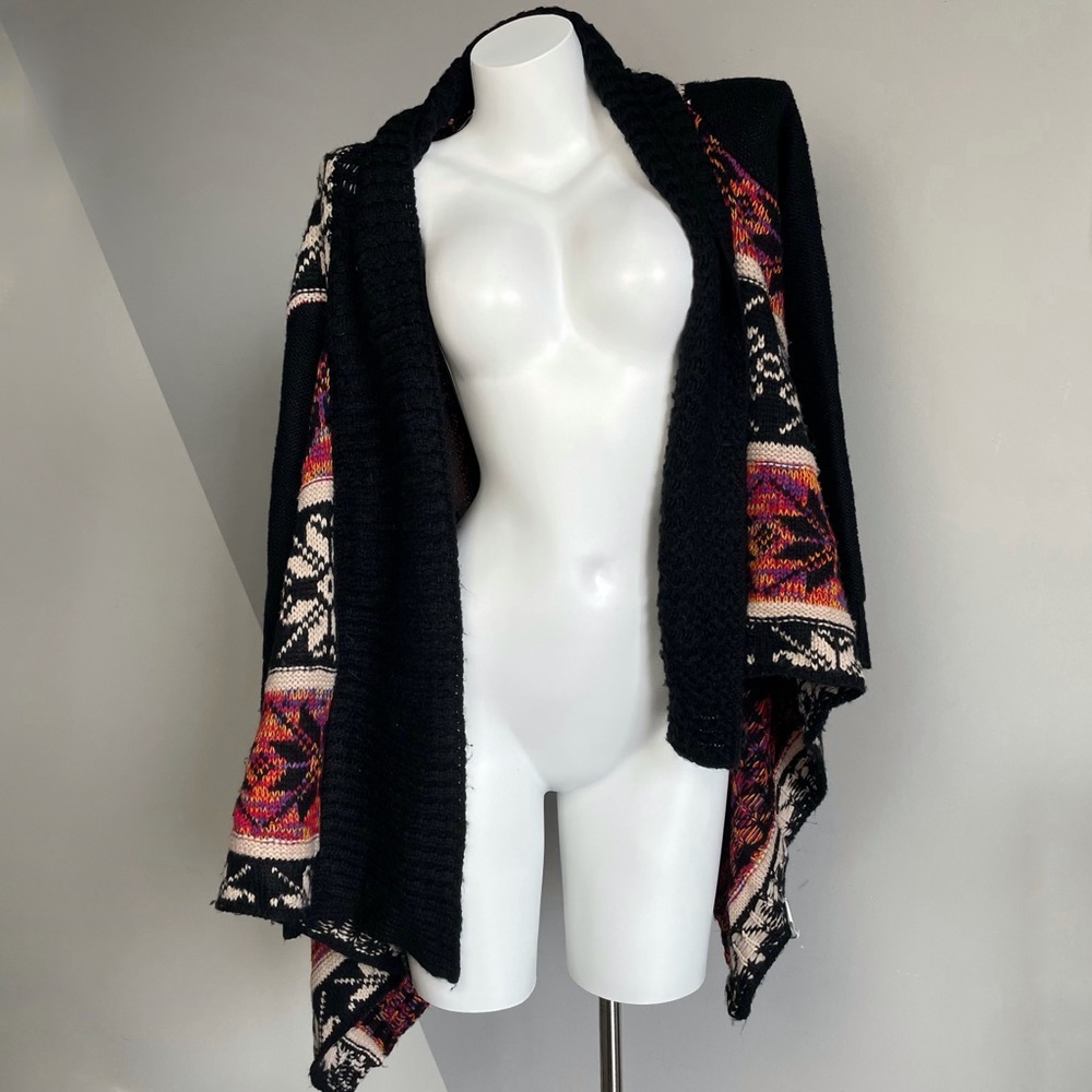 Vintage Whimsigoth Patterned Boho Poncho Cardigan